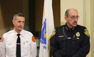 Falmouth Fire Chief Mark Sullivan and Falmouth Police Chief Edward Dunne.