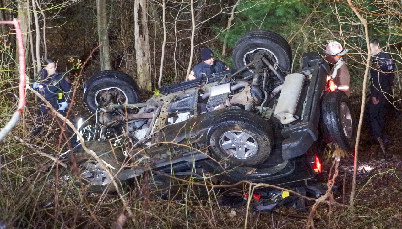 Driver seriously injured after car goes over guardrail down embankment ...