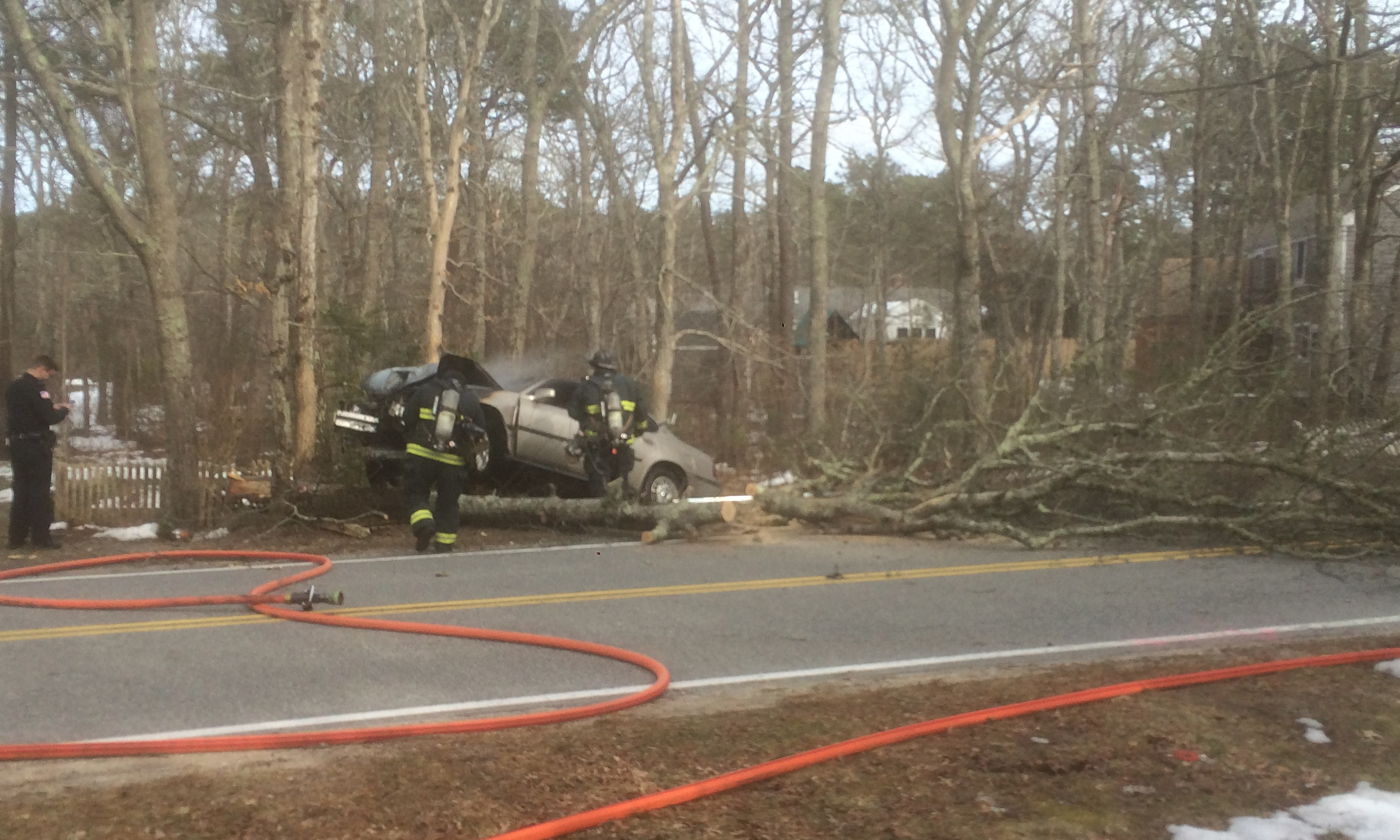 Three injured in fiery crash in Brewster