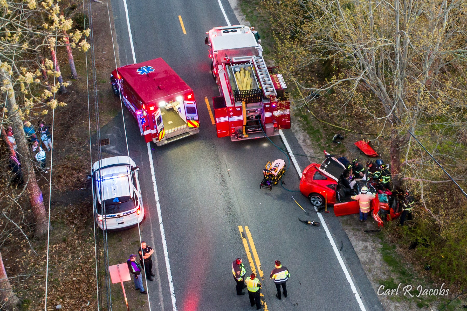 VIDEO: Driver trapped after car vs tree in Dennis