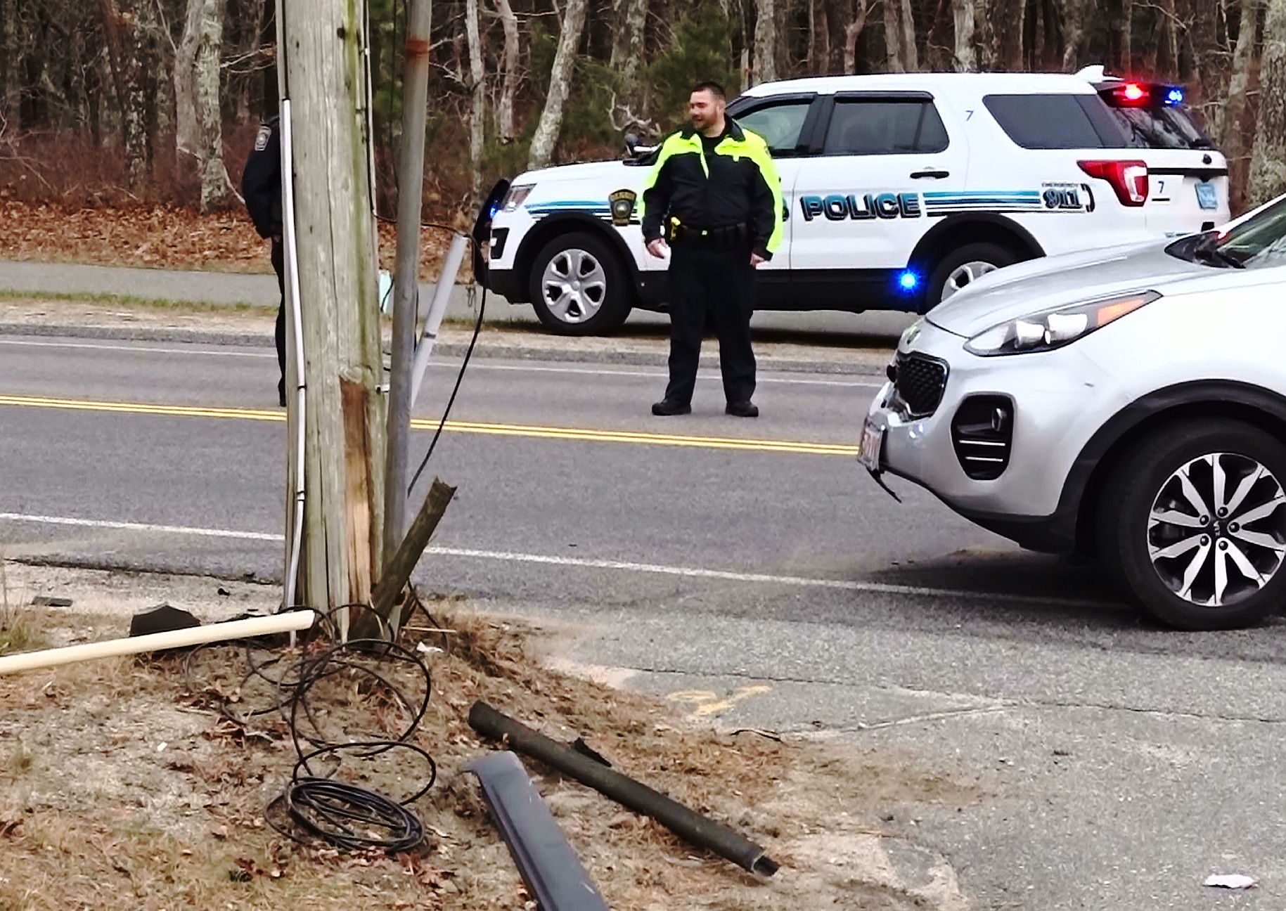 VIDEO Car vs pole on Route 134 in Dennis