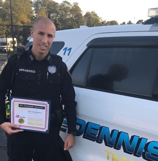 Dennis Police Officer receives award from Mothers Against Drunk Driving