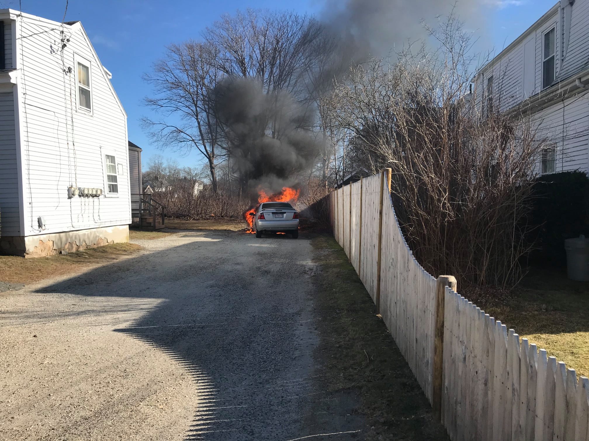 Falmouth Firefighters battle car fire