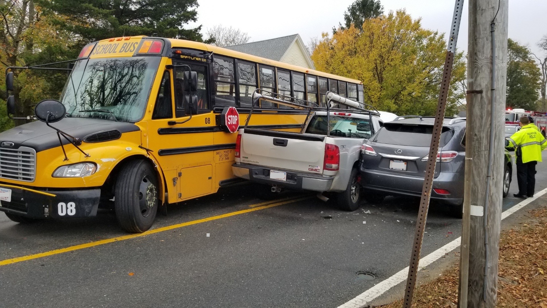Updated: No children injured in crash involving school bus in Falmouth ...