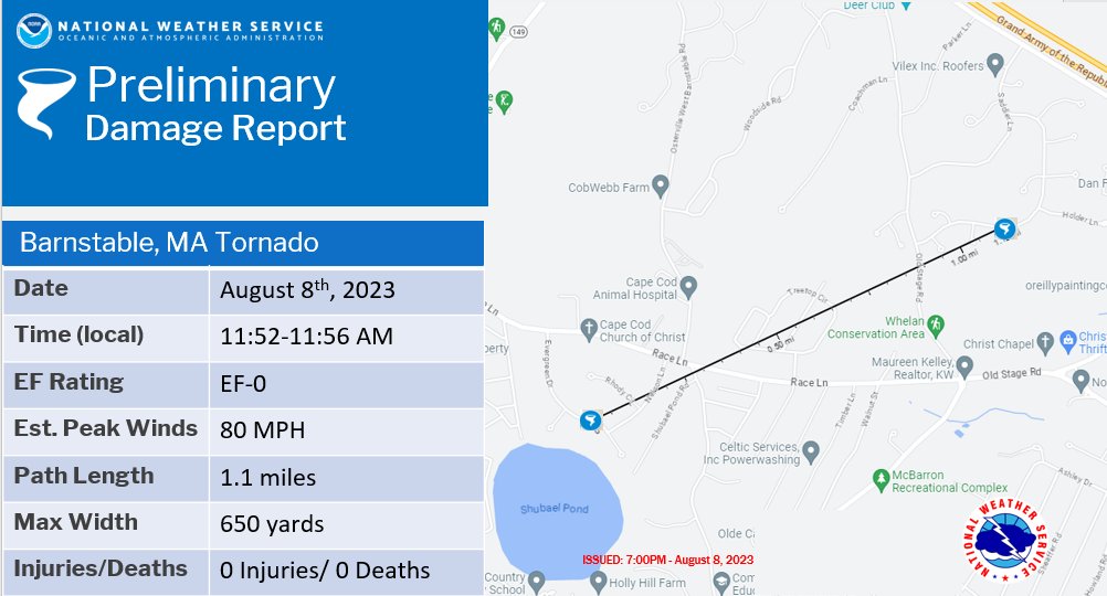 Tornado confirmed on Cape Cod in Marstons Mills