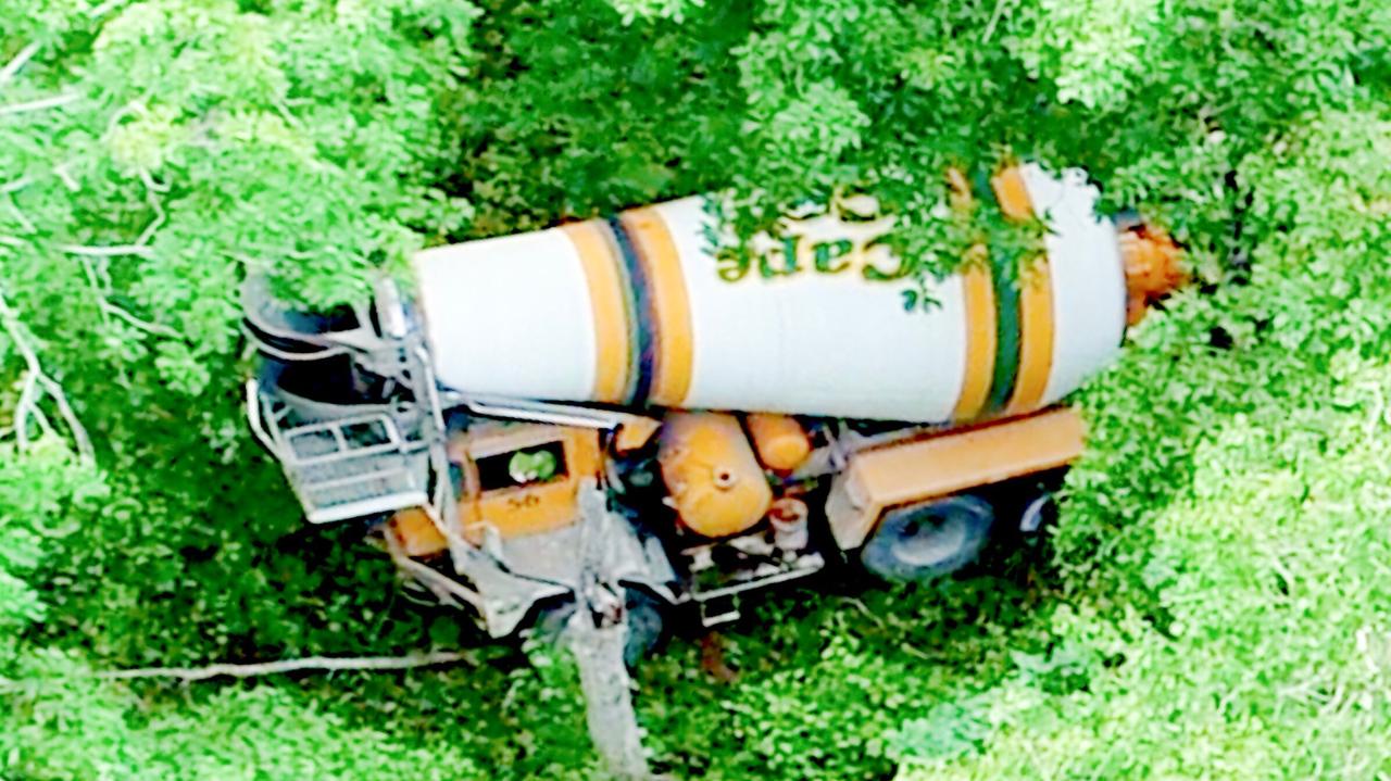 One injured after collision between cement mixer, SUV