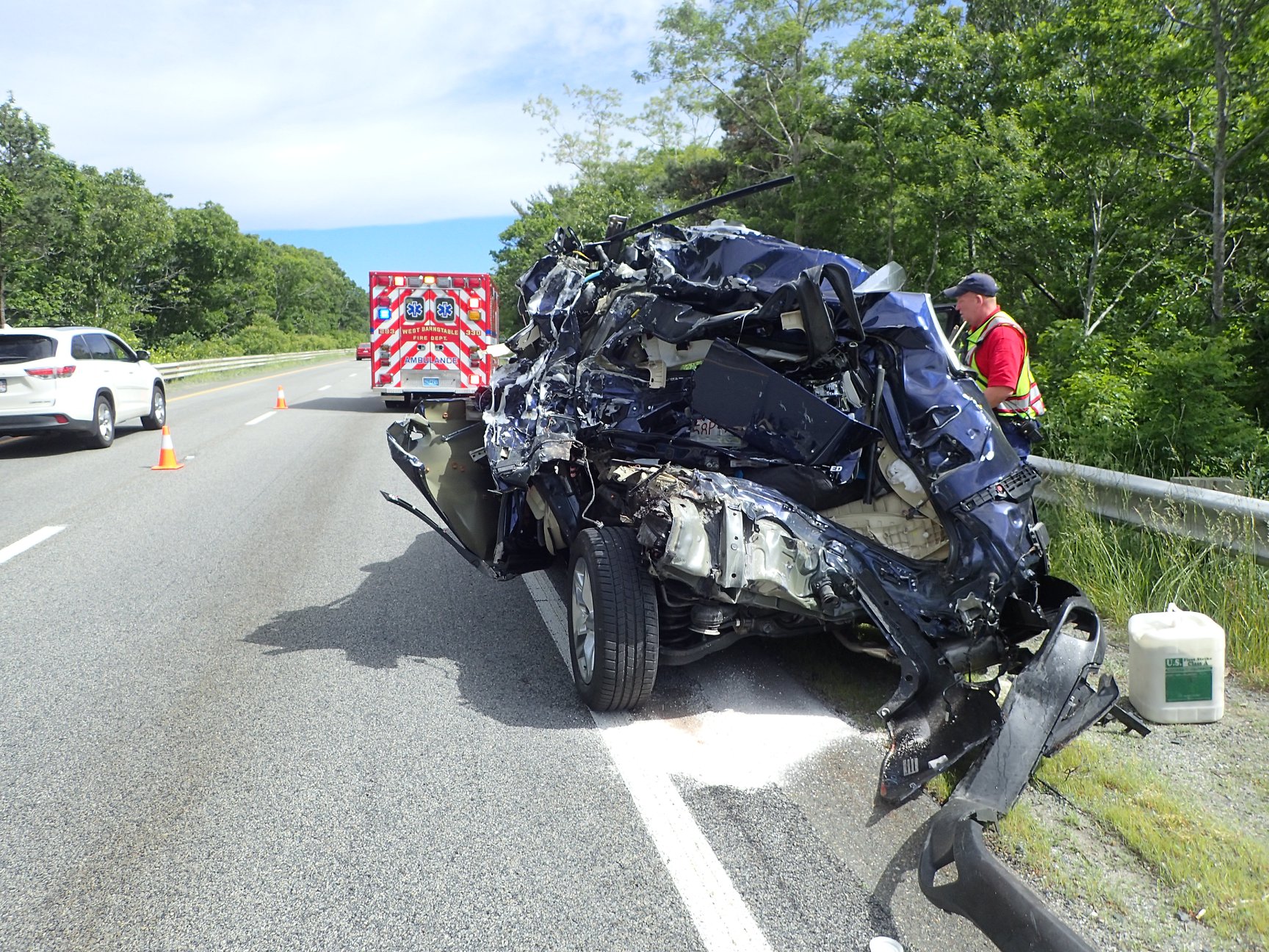 One injured after collision between cement mixer, SUV
