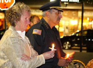 CCB MEDIA PHOTO Falmouth Police Chief Edward Dunne is among those at the Candlelight Vigil to raise awareness about domestic violence.