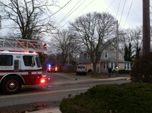 Firefighters on the scene of the fire at the Fabric Corner on Spring Bars Road Monday morning.