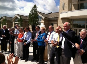A number of politicians, including US Congressman Bill Keating, State Senator Dan Wolf, and State Rep. Sarah Peake, joined local officials for the ribbon-cutting at Monomoy High School yesterday.