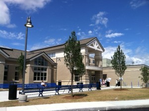 The entrance to the new Monomoy High School.