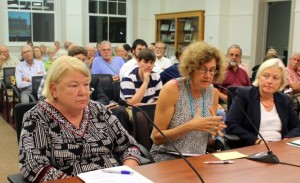 CCB MEDIA PHOTO Deborah Krau of the Greater Hyannis Civic Association, Paula Schnepp of the Regional Network to Address Homlessness and Elizabeth Wurfbain of the Hyannis Business Improvement District suggest a new kind of shelter to replace the NOAH homeless shelter.