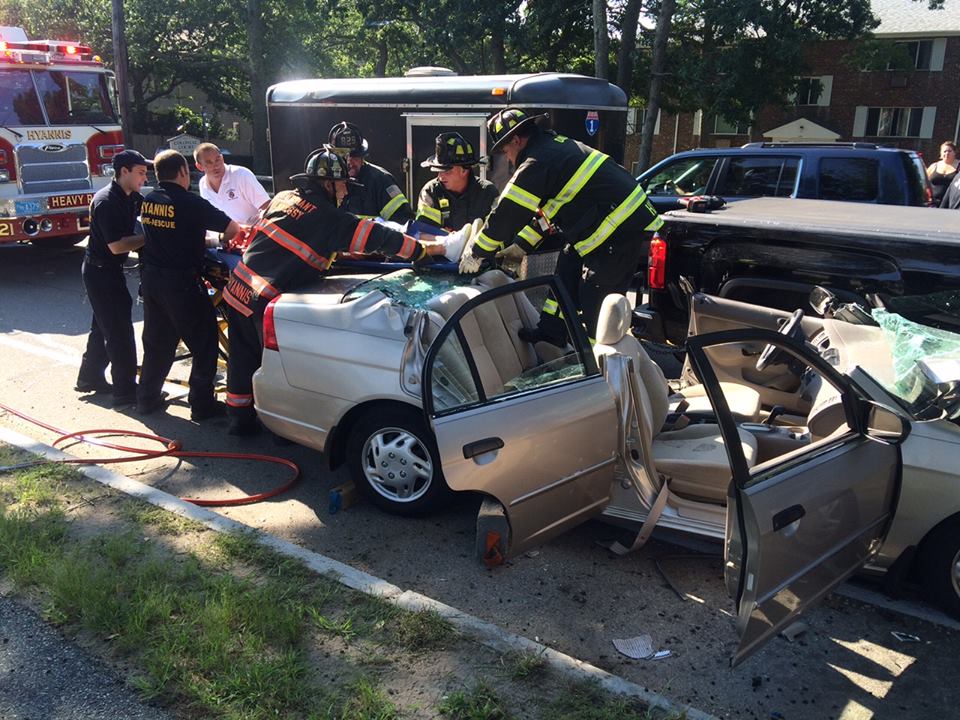 Driver extricated after Hyannis crash