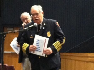 Hyannis Fire Chief Harold Brunelle explains the condition of the old fire station.