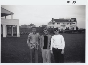 COURTESY JOHN F. KENNEDY HYANNIS MUSEUM. Three Brothers: John F. Kennedy, Robert F. Kennedy and Edward M. Kennedy at the family's Hyannis Port home.