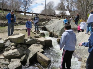 CCB MEDIA PHOTO Because of school vacation week, the crowd at the Stoney Brook Herring Run in Brewster included children as well as adults.