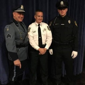 Deputy Kotfila with is father Sgt. John Kotfila of the Massachusetts State Police (l) and brother, Michael Kotfila of the Falmouth Police Department. (r) photo courtesy of Harwich Police