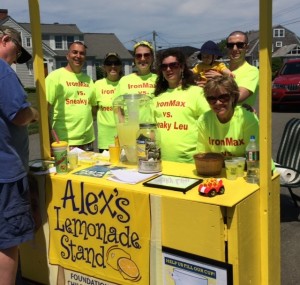 CCB MEDIA PHOTO Dave Cassano, grandfather; Frankie Cassano, grandmother; Christie Fisher, aunt; Jennifer Cassano, aunt; Sid Fischer, cousin; CJ Fisher, uncle and Carol McNeill, grandmother were selling lemonade and cookies to the many folks out walking to the beach in Falmouth.