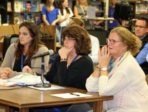 CCB MEDIA PHOTO Three nurses for the Mashpee School District speak to the school committee about allowing them to order and administer Narcan, a nasal spray that can reverse an opiate overdose.