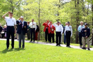 CCB MEDIA PHOTO Veterans gather at the Barnstable Senior Center for a Memorial Day service on May 21, 2015.