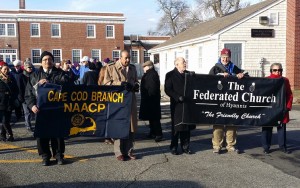 CCBMEDIA PHOTO The annual Martin Luther King Jr. Day silent march begins in the Barnstable Town Hall parking lot Sunday.