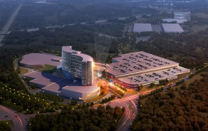 An artist’s rendering of the Mashpee Wampanoag tribe’s proposed $500 million casino in Taunton. The tribe hopes to secure the state’s sole casino license for the Southeast Region. (Photo courtesy of the Mashpee Wampanoag tribe)