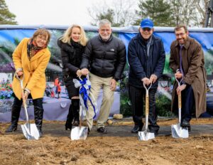 Anne Scott-Putney, President & CEO of Heritage Museums & Gardens; Pamela Barbey; Peter Barbey; Josiah K. Lilly IV; and Tom Rockwell, Chair of the Board of Trustees at Heritage Museums & Gardens. 