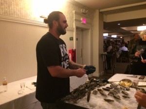 CCB MEDIA PHOTO Hog Island Oyster Company was among the local oyster producers featured at the Grand Tasting last night at the Sixth Oyster Symposium at the Sea Crest Beach Hotel in North Falmouth.