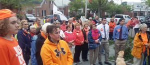 Participants wear orange at the gun violence awareness rally in Hyannis.