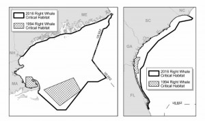 The maps show the increase in area of the critical habitat from when it was established in 1994.