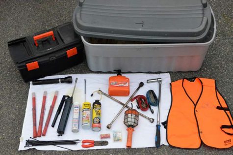 Pack a roadside safety kit in a large plastic storage container, and then pack the trailer tool kit last. That way, you won’t have to empty all your gear to get to your tools.