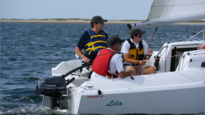 COURTESY SAIL CAPE COD Craig Bautz skippers Sail Cape Cod's new adaptive sailboat.