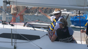 COURTESY SAIL CAPE COD Laurel Labdon getting ready to sail.