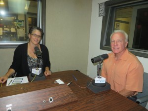 CCB MEDIA PHOTO Architect Mary-Ann Agresti and Brian Dale, facilities manager with the Cape Cod Regional Transit Authority, talk about Sea Captain's Row Map and Guide.