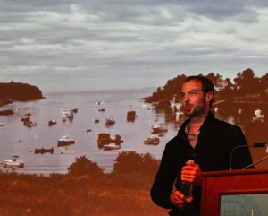 Barton Seaver speaks on "Nourishing Ourselves and Saving Our Future" at the Annual Oyster Symposium in Woods Hole.