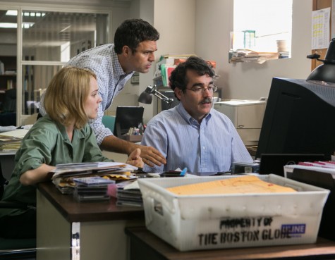 (Left to right) Rachel McAdams, Mark Ruffalo, and Brian d’Arcy James as Boston Globe reporters uncovering scandal in the Catholic Church in "Spotlight." Photo credit: Kerry Hayes / Distributor: Open Road Films