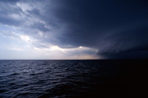 storm clouds over water