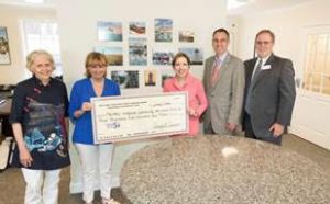 Left to Right: Jan Hatchard, Donor Relations Manager at MVCS; Julie Fay, Executive Director at MVCS, Dorothy A. Savarese, President and CEO of Cape Cod Five, Robert A. Talerman, Executive Vice President; and Richard Leonard, Regional President of Cape Cod 5 Martha’s Vineyard