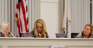 CCB MEDIA PHOTO Barnstable Town Councilor Jennifer Cullum, right, discusses the so-called nuisance property ordinance with Town Councilor Vice President Ann Canedy, left, and Town Council President Jessica Rapp-Grassetti, center.