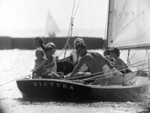President Kennedy and family aboard the Victura.